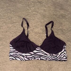 Purple and White Lace Trim Bra Intimates